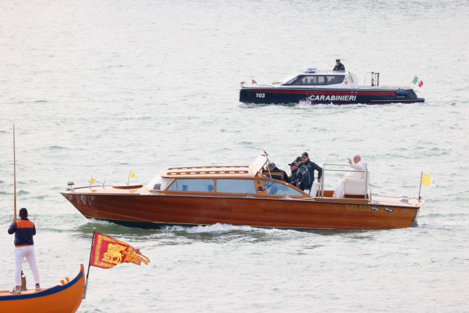 Pope Francis arrives in Venice, meets with women inmates and artists